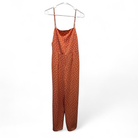 Sage the Label Orange & White Polka Dot Wide Leg Sleeveless Jumpsuit Size Medium - Picture 10 of 10